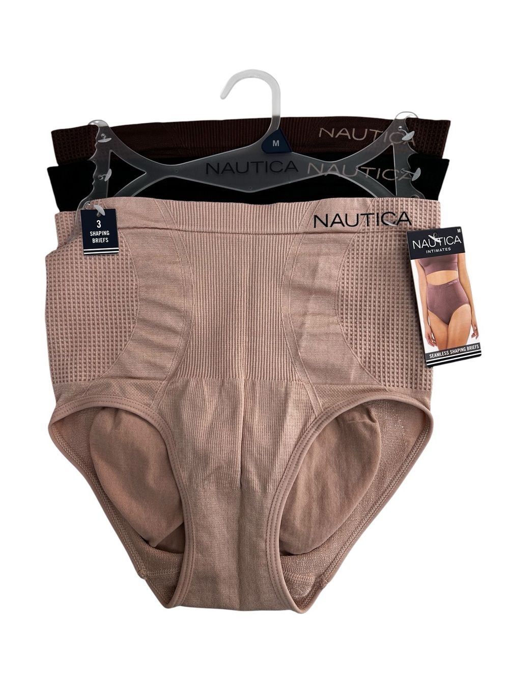 Nautica Women’s Seamless Shaping Briefs Sz Medium (6/8) Pkg/3 Multi Colors